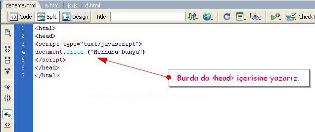 Javascriptin Html Sayfa İ&ccedil;erisine Yazılma Şekilleri