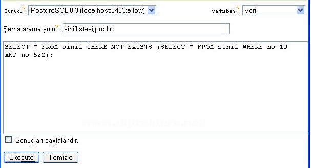Postgresql Where Kullanımı Exist, Not Exist